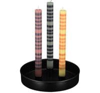 Round Metal  Candle Platter, Candle Holder - Black