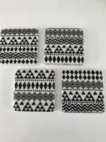 Scandi style Boho Geometric Black and White Coaster Set
