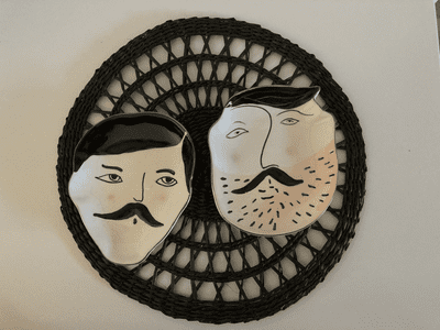 Set of 2 Dapper Chaps Trinket Ceramic Dishes