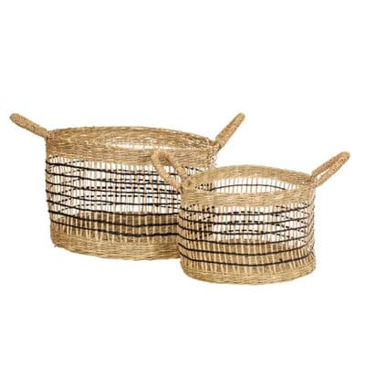 Set of 2, Open Weave Seagrass Baskets