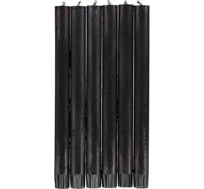Set of 6 Black Dinner Candles. Fairtrade