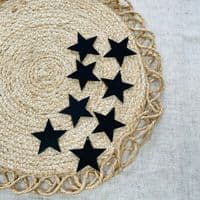 Set of 8, Black Wooden Stars, Hanging Decorations