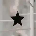 Set of 8, Black Wooden Stars, Hanging Decorations