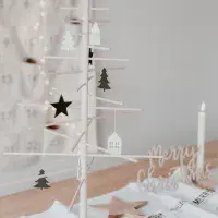 Set of 8, Black Wooden Stars, Hanging Decorations