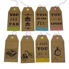 Set of 8, 'Screen Printed' Style Christmas Gift Tags