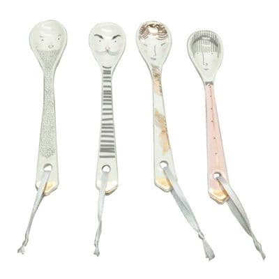 Set of Four Ceramic Ladies & Gents Teaspoons