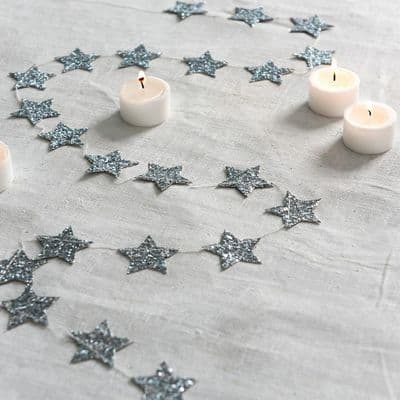 Silver Glittery/Sparkly Star Garland
