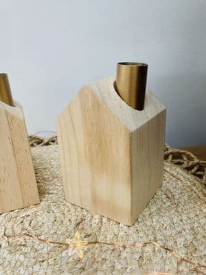 Simple Wooden House Candle Holder
