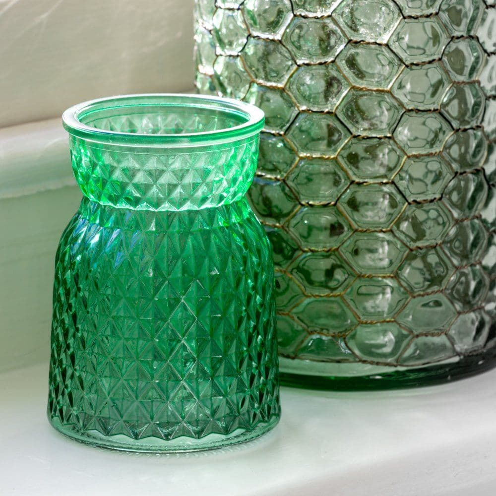 Small Spring Green Diamond Pattern Vase