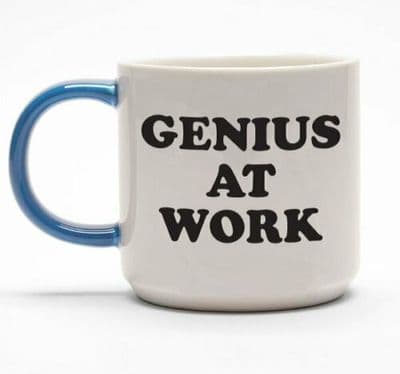 Snoopy and Friends, 'Genius at Work' Home Working Caption Mug