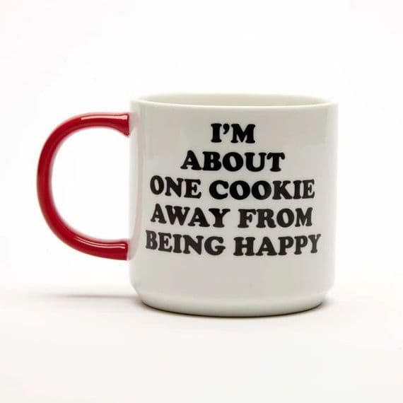 Snoopy and Friends, 'I'm About One Cookie Away From Being Happy' Mug