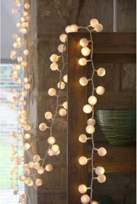 Soft White Pom Pom LED Lights, Mains, 6 metres