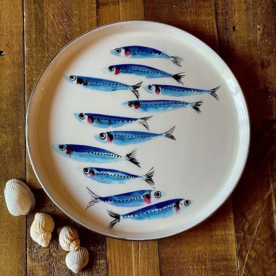 Stainless Steel Enamel Tray with Sardines