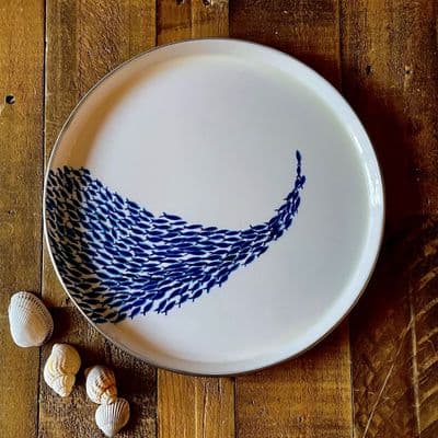 Stainless Steel Enamel Tray with Shoal of Fish
