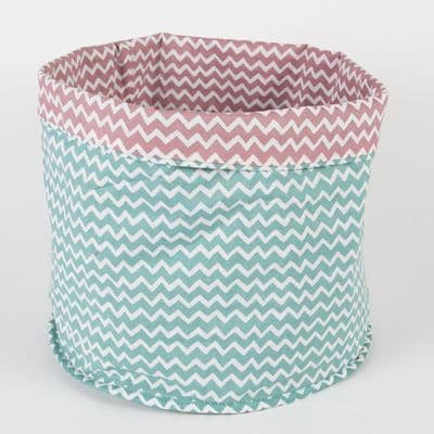 Turquoise Chevron Fabric Storage Basket