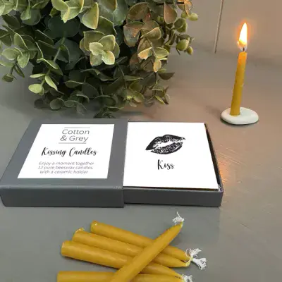 Twenty Minute Mindful  Beeswax Candle Set, Kissing Candles