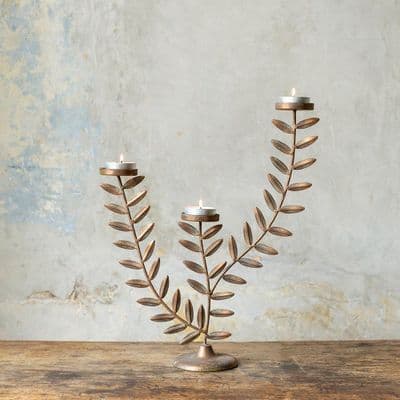 VIntage Style Leaf Stems Candle Holder