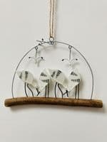 Wading Avocets on Driftwood Hanger, Hanging Decoration