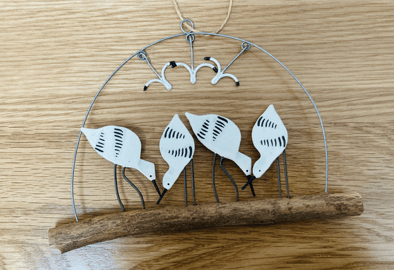 Wading Avocets on Driftwood Hanger, Hanging Decoration