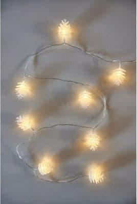 Warm White Pinecone Fairy Lights, Battery