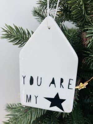 White Ceramic 'You are My Star' Hanging Decoration
