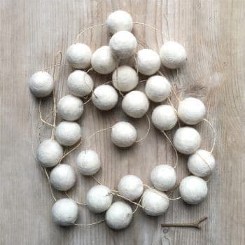 White Felt Ball Garland, 2 metres by East of India