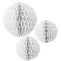 White Paper Honeycomb Paper Balls, Set of 3