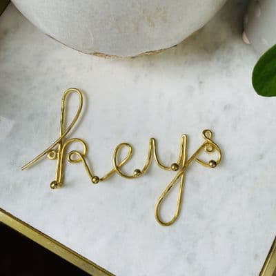 Wire Key Hooks, gold hammered finish