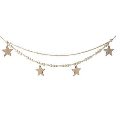 Wooden Bead and Star Double Mantel Garland, 1 metre