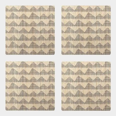 Wooden Coaster Set of 4, Geometric Design by East of India