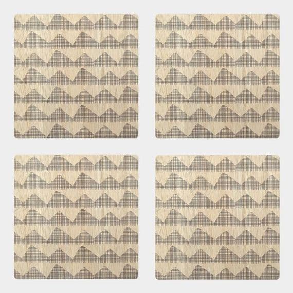 Wooden Coaster Set of 4, Geometric Design by East of India