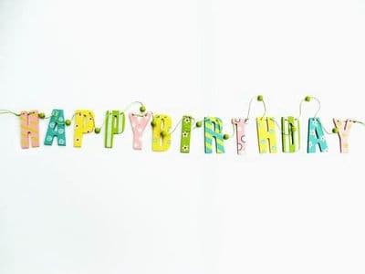 Wooden Happy Birthday Garland