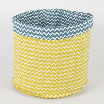 Yellow Chevron Fabric Storage Basket