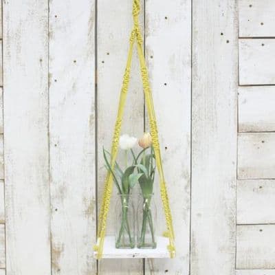 Yellow Macrame Hanging Shelf