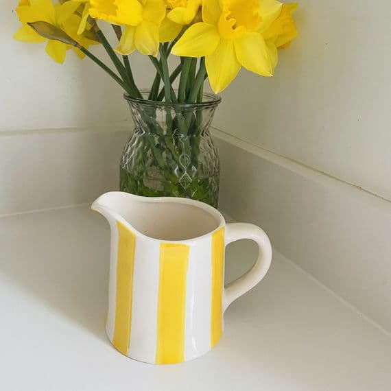 Yellow  Striped Jug/Creamer by Gisela Graham