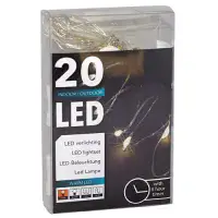 20 LED Fairy Lights - 2m - Warm White - Rigid Wire - Timer | Dannells