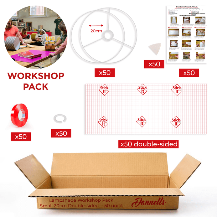 20cm Lampshade Workshop Pack - 50 Drum Double-Sided Lampshades
