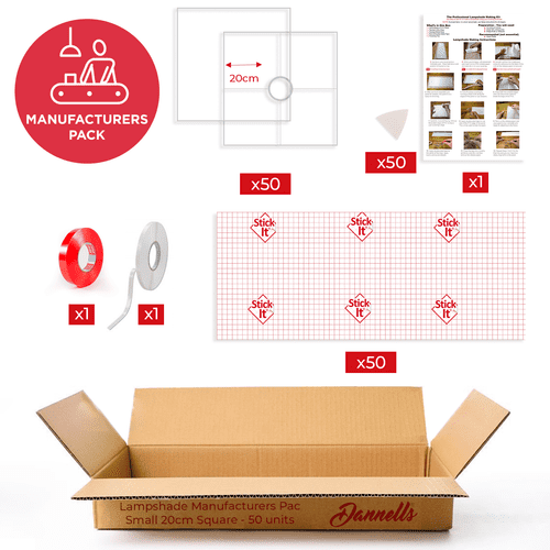 20cm Manufacturers Pack -  50 Square Lampshades