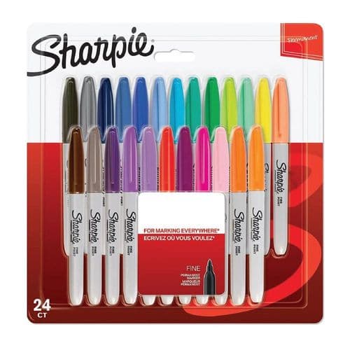 24 x Sharpie Standard Permanent Markers Assorted Colours Fine