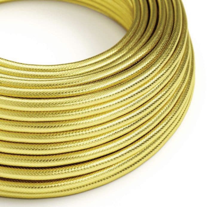 3-Core Electric Cable Covered in Brass-Coloured Copper