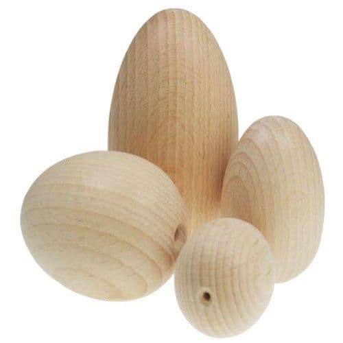 35mm x 50mm Wooden Eggs  - Half Drilled -  Beechwood   - (36022)