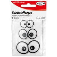 3D Eyes White and Black - Pack of 3 Sizes