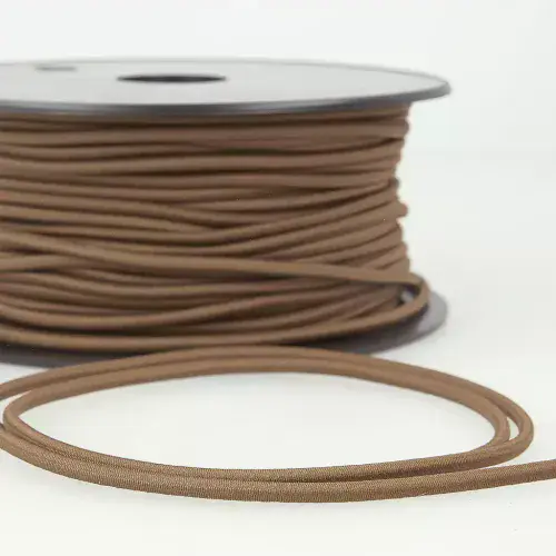 3mm Round Elastic Cord Chocolate Brown