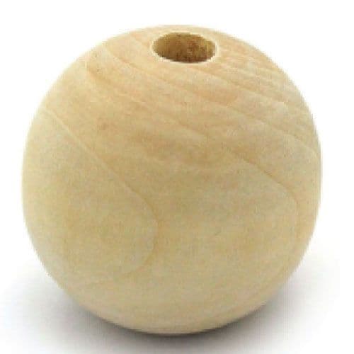 50mm Wooden Balls - Half Drilled -  Beechwood   - (36147)