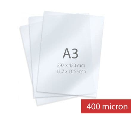 A3 Sheet - Polyester (Pet) High Gloss Transparent Screen Material 400micron (15109)