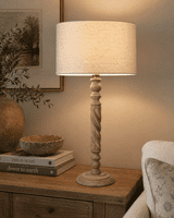 Annie Twisted Candlestick - Table Lamp -  Mango Wood - 450mm high