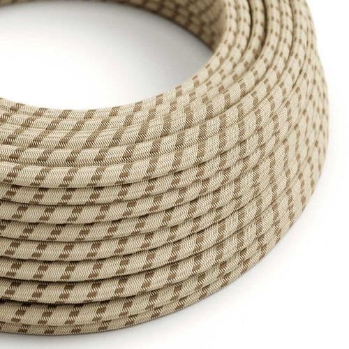 Bark and Beige Stripe 3-Core Textile Cable