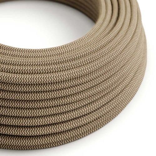 Bark and Beige ZigZag 3-Core Textile Cable