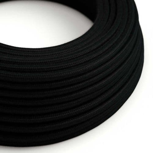 Black Cotton 3-Core Textile Cable