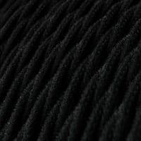 Black Cotton Twisted Textile Cable Assembly with Lamp Holder, Plug & Switch